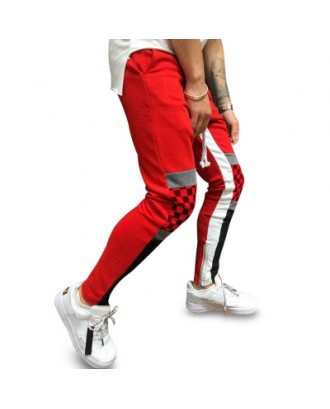 Colorblock Checked Print Track Pants